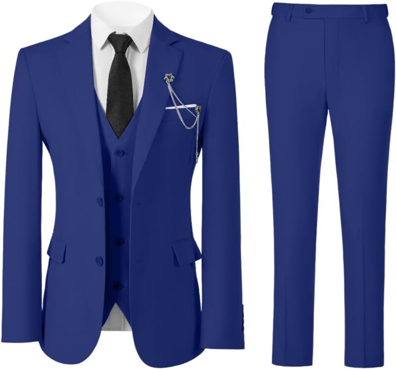 Men Slim Fit Suit Two Button 3 Piece Blazer Dress Business Wedding Party Jacket Vest Pant - Image 2