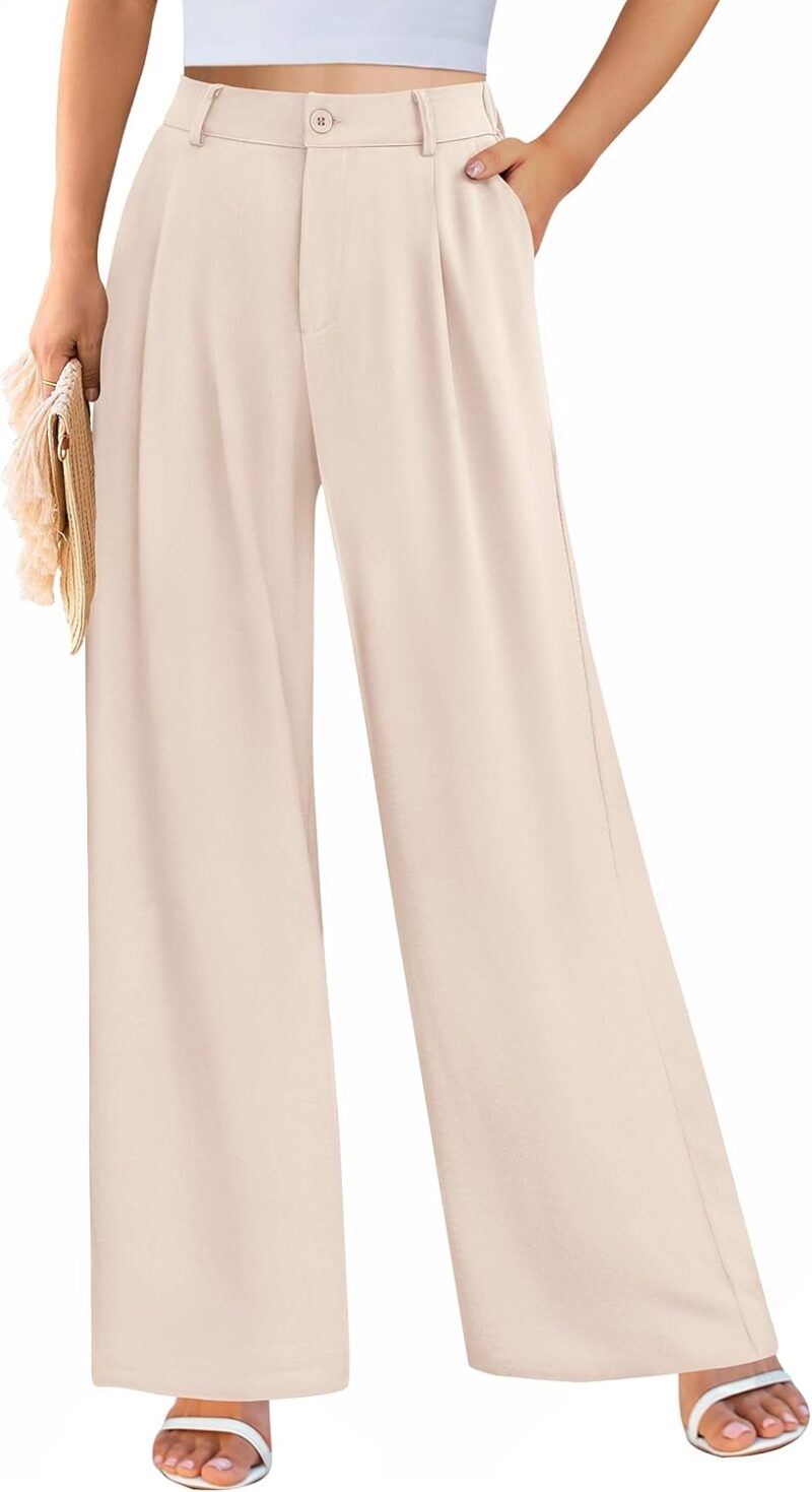Palazzo Pants for Women Dressy High Elastic Waisted Business Casual Wide Leg Trousers Pant - Image 2