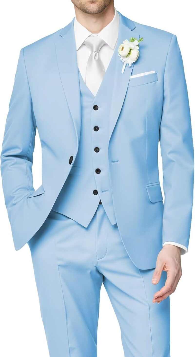 Men 3 Piece Suits Slim Fit Wedding Groomsmen Prom Business Suit One Button Blazer Jacket Vest Pants Tuxedo Set