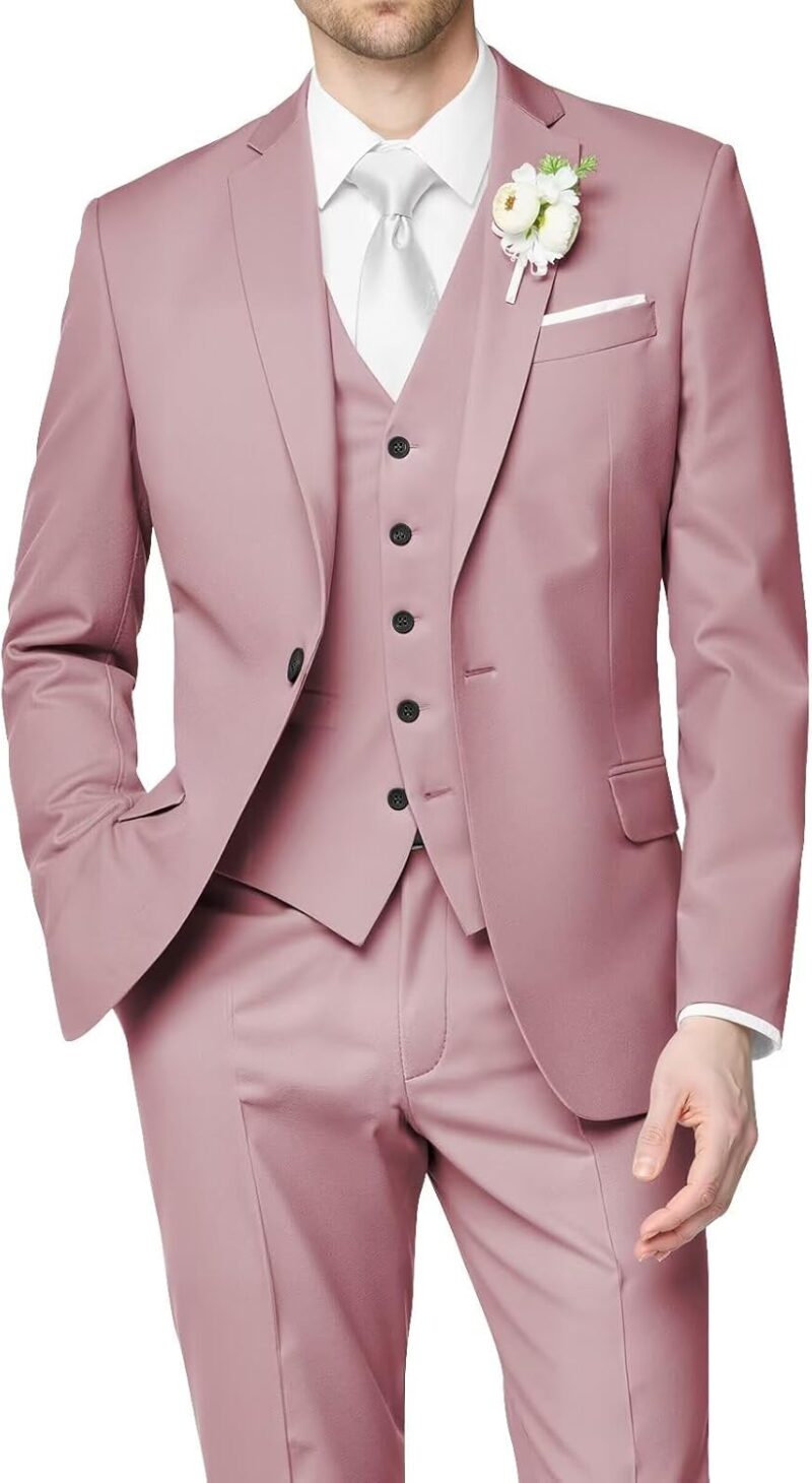 Men 3 Piece Suits Slim Fit Wedding Groomsmen Prom Business Suit One Button Blazer Jacket Vest Pants Tuxedo Set