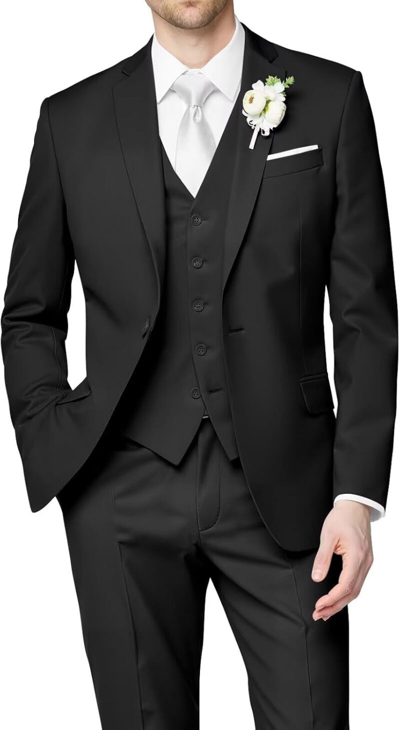 Men 3 Piece Suits Slim Fit Wedding Groomsmen Prom Business Suit One Button Blazer Jacket Vest Pants Tuxedo Set