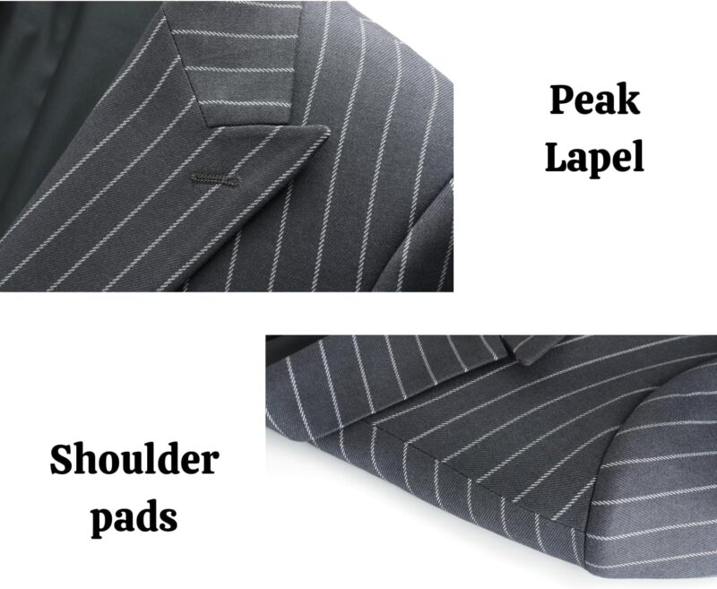Men 2 Piece Pinstripe Suit for Men Double Breasted Tuxedo Business Wedding Dinner Party Jacket Pants Suit Set - Image 2
