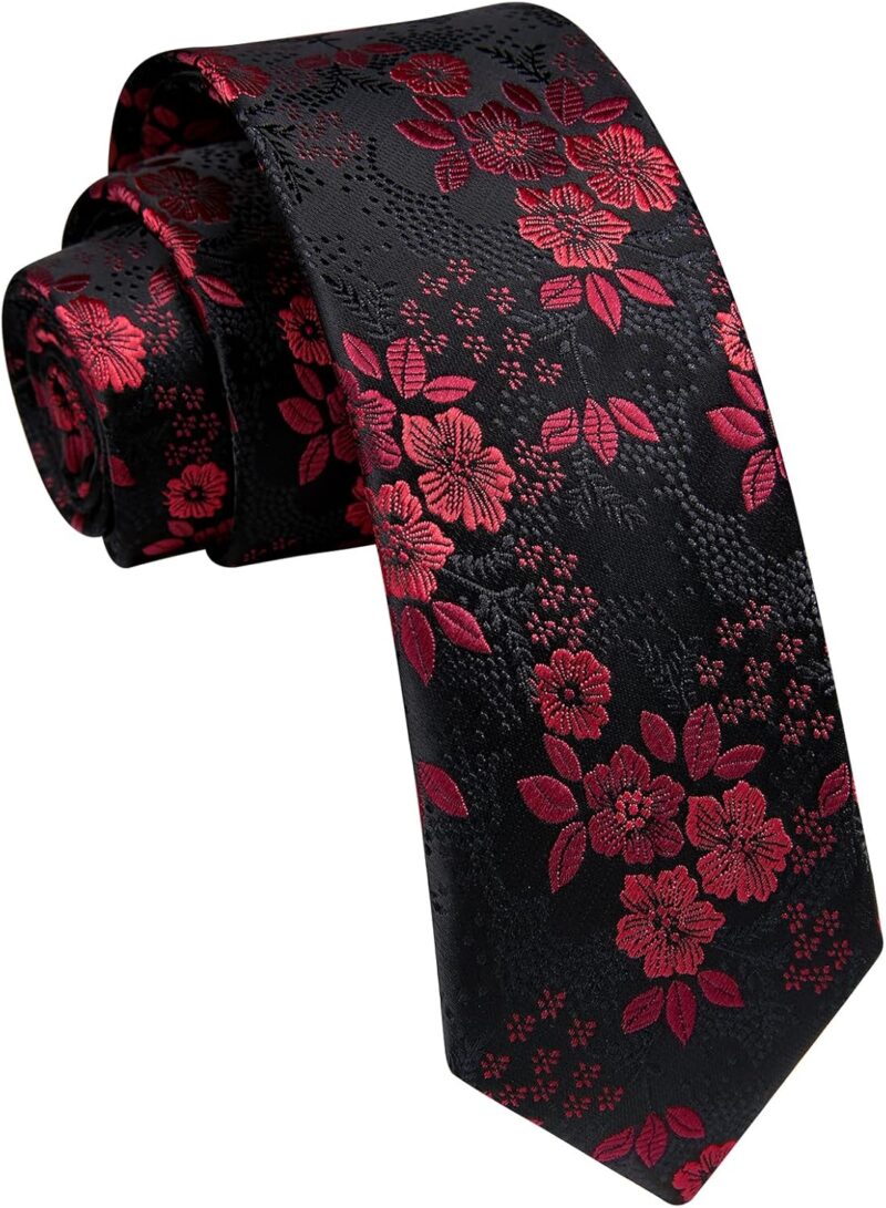 Skinny Ties for Men 2.17" Men Necktie Formal Business Silk Slim Tie Woven Jacquard Thin Tie Wedding Party